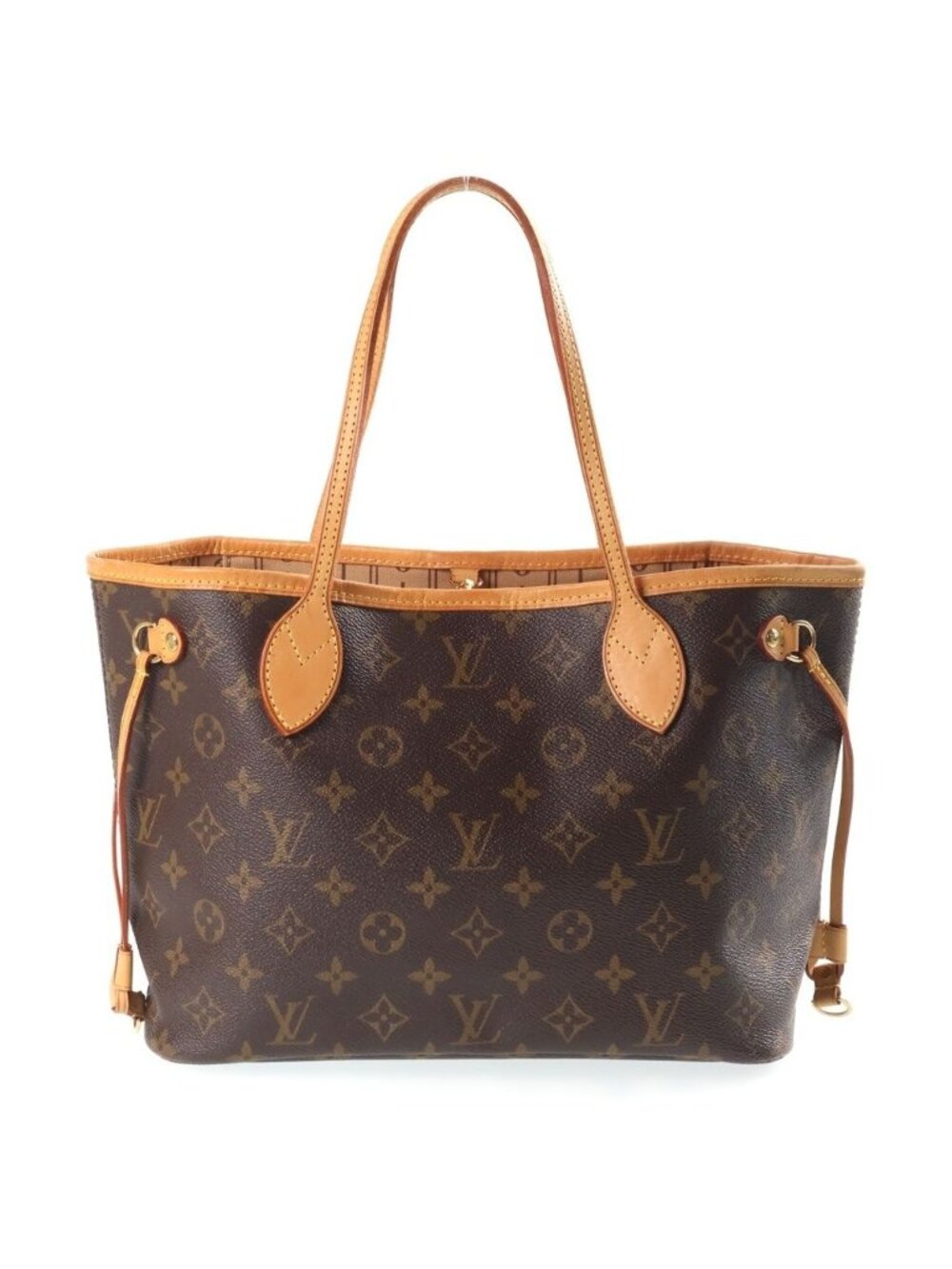 Louis Vuitton Monogram Neverfull PM Leather Hand Tote Bag Brown